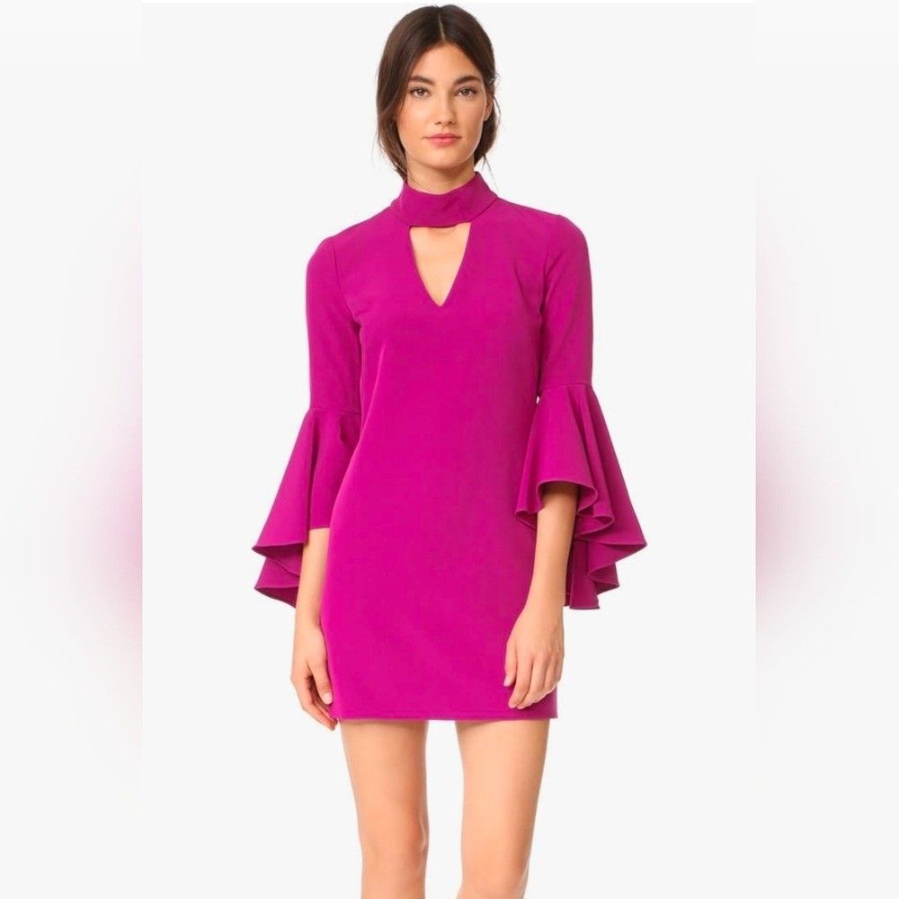 MILLY Women's Italian Cady Andrea dress, size 8. Fit & Flare. Fuchsia